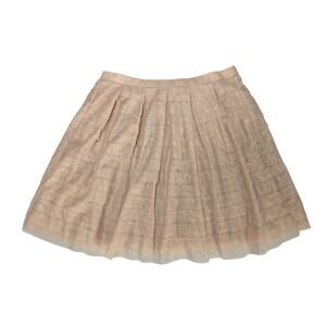 BCBGMAXAZRIA Pleated Skirt Nude Beige Textured A Line Mini Womens XS